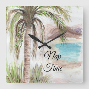 Reloj Cuadrado Tiempo de Nap Tropical