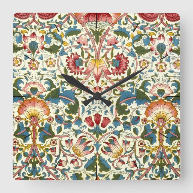 Reloj Cuadrado Tiempo de tiempo de diseño de morris botánico vint (Anverso)