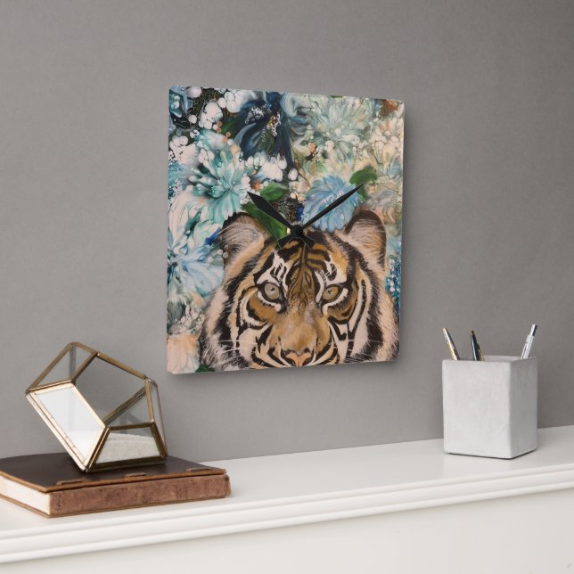 Reloj Cuadrado Tiempo de tigre (Oficina)