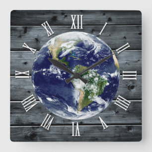 Reloj Cuadrado Tiempo para el Planeta Tierra, la moderna Madera R