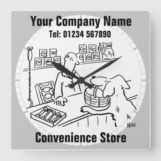 Reloj Cuadrado Tienda de conveniencia, tienda local o supermercad (Anverso)