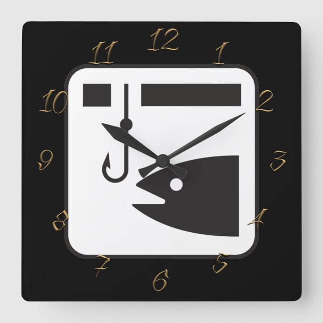 Reloj Cuadrado Tienda de pesca (Anverso)