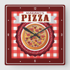Reloj Cuadrado Tienda de Pizzería Personalizada Italiana