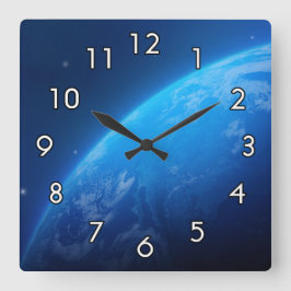 Reloj Cuadrado Tierra azul