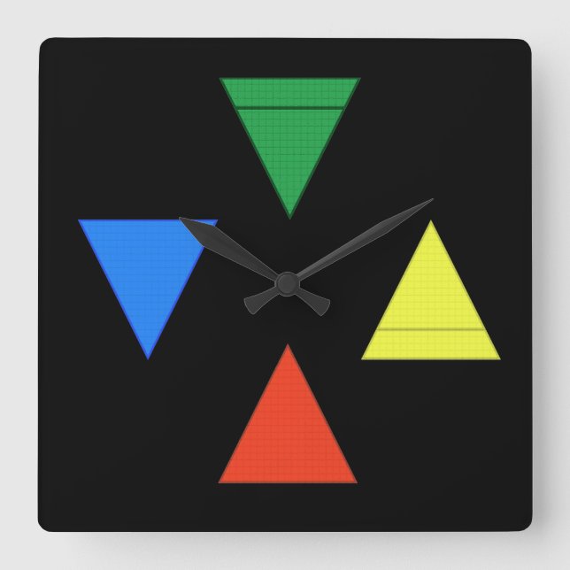 Reloj Cuadrado Tierra de agua de incendio aéreo (Anverso)