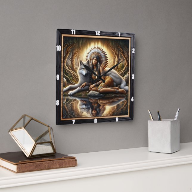 Reloj Cuadrado Tierra Nativa: Willow Boughs suave paz (Oficina)