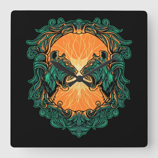 Reloj Cuadrado Tiger Fight (Anverso)