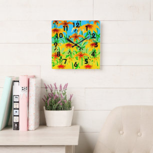 Reloj Cuadrado Tiger Lily Clock