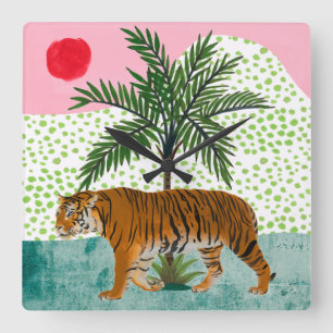 Reloj Cuadrado Tigre al amanecer