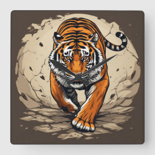 Reloj Cuadrado Tigre de carga poderoso