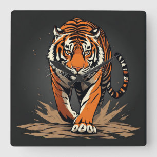 Reloj Cuadrado Tigre de carga poderoso