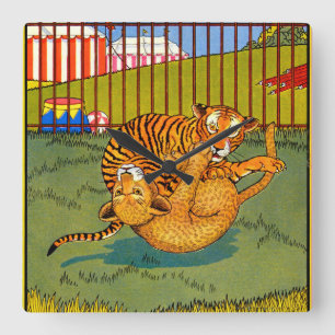 Reloj Cuadrado tigre y leopardo que luchan