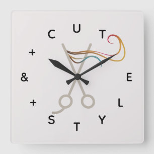 Reloj Cuadrado Tijeras de corte de pelo letras números