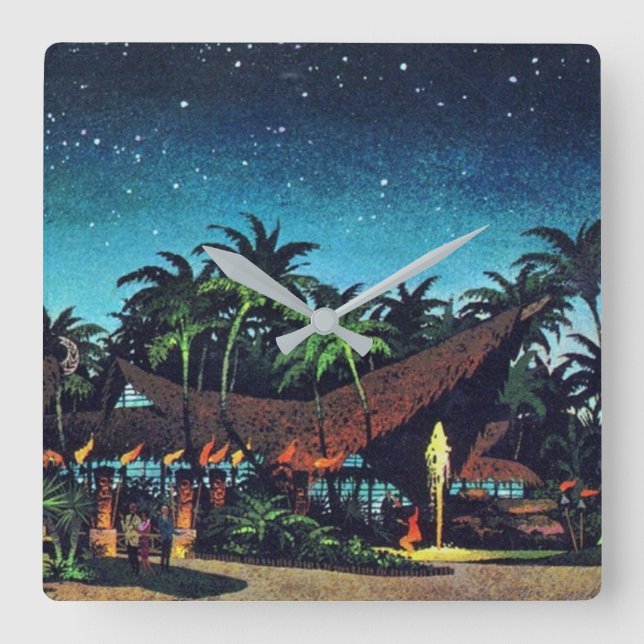 Reloj Cuadrado Tíki vintage (Anverso)