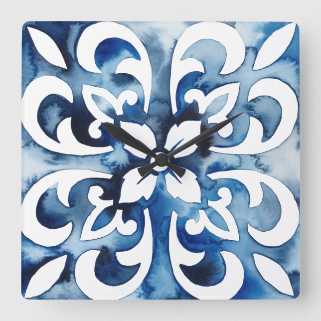 Reloj Cuadrado Tile cobalto II (Anverso)