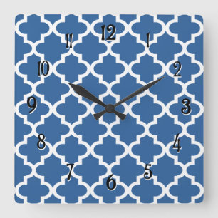 Reloj Cuadrado Tile Trellis cobalto azul marroquí