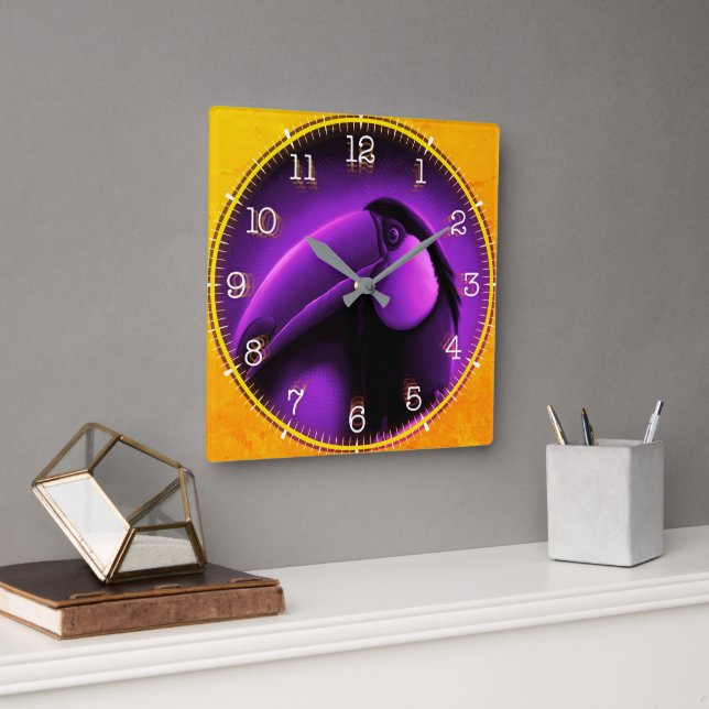 Reloj Cuadrado Time and illustrated art on your wall. (Oficina)