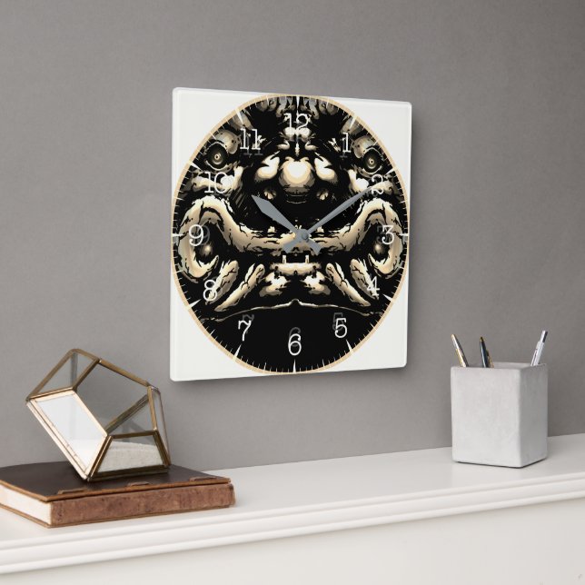 Reloj Cuadrado Time and illustrated art on your wall. (Oficina)