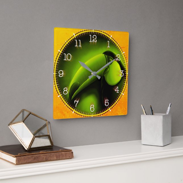 Reloj Cuadrado Time and illustrated art on your wall. (Oficina)