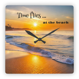 Reloj Cuadrado Time Flies Beach Sunset
