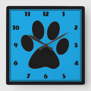 Reloj Cuadrado Time for Pets Medium Blue Pawprint Clock