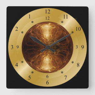 Reloj Cuadrado Time Machine Clock ~ Golden Electric Planet ~ * ~