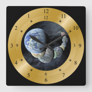 Reloj Cuadrado Time Machine Clock ~ Visit Earth Like Planets ~