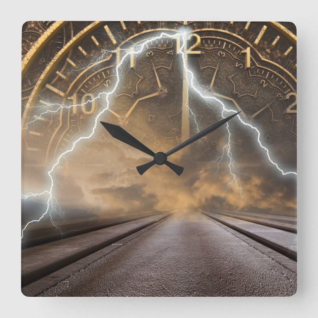Reloj Cuadrado Time Portal Vortex Paranormal (Anverso)