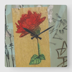 Reloj Cuadrado Time to Smell the Roses Graffiti Clock