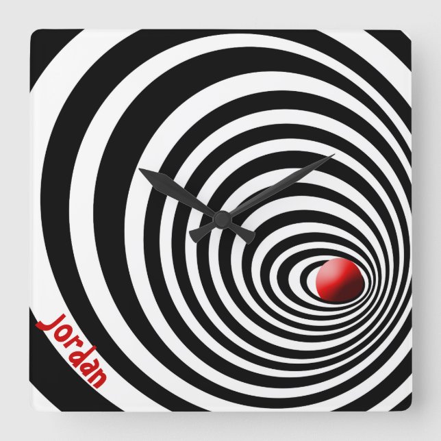 Reloj Cuadrado Time Tunnel Optical Art (Anverso)