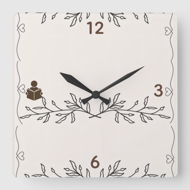 Reloj Cuadrado Time Well Read – Personalized Acrylic Wall Clock (Anverso)