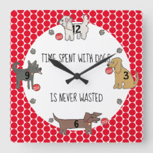 Time With Dogs Never Wasted Whimsical Dog Art Red