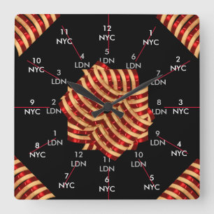Reloj Cuadrado Timezone dual NYC Londres Reino Unido CricketDiane