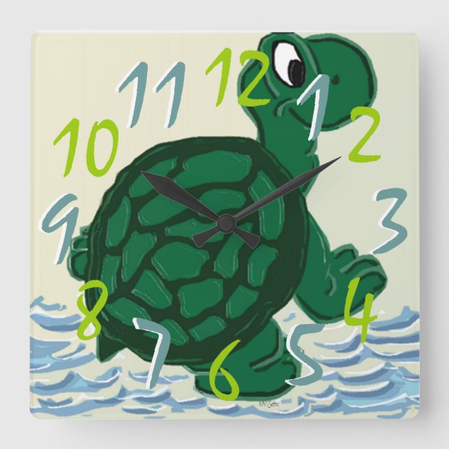 Reloj Cuadrado Timothy la tortuga (Anverso)