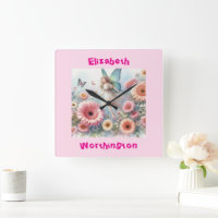 Tipografía de princesa hada floral acuarela rosa