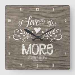 Reloj Cuadrado Tipografía rústica de la escritura del corazón de