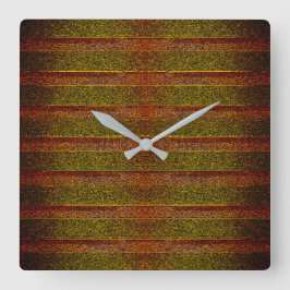 Reloj Cuadrado Tiras grabado en relieve y sombreadas, rojo verdos