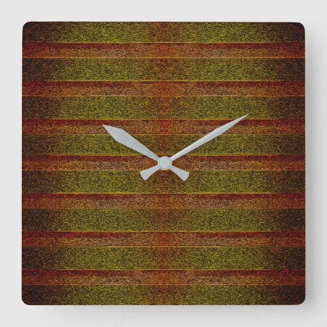 Reloj Cuadrado Tiras grabado en relieve y sombreadas, rojo verdos (Anverso)
