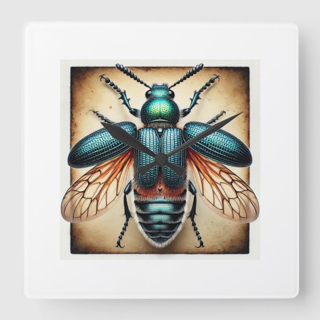 Reloj Cuadrado Title Ptinella beetle 210824IREF227 - Watercolor (Anverso)