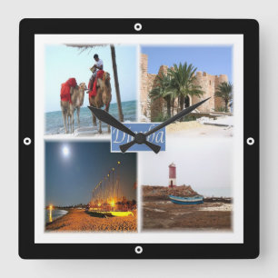 Reloj Cuadrado TN017 DJERBA, Mosaic, Túnez, África, Wal cuadrado