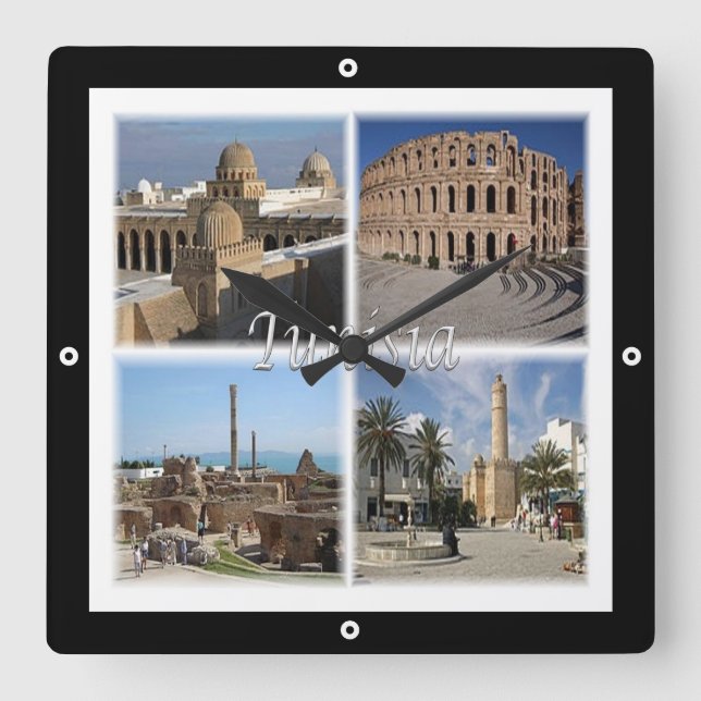 Reloj Cuadrado TN018 TÚNEZ, Mosaic, África, (Anverso)