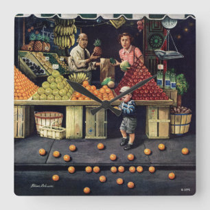 Reloj Cuadrado Toddler and Oranges