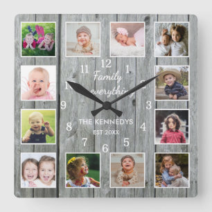 Reloj Cuadrado Todo la Familia es Todo Cotización 12 Foto Madera