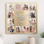 Reloj Cuadrado Together We Have It All Quote Family Photo Gold<br><div class="desc">Easily create your own personalized golden metallic style wall clock with your custom photos. The design also features a beautiful handwritten script quote: "Together we have it all". For best results,  crop the images to square - with the focus point in the center - before uploading.</div>