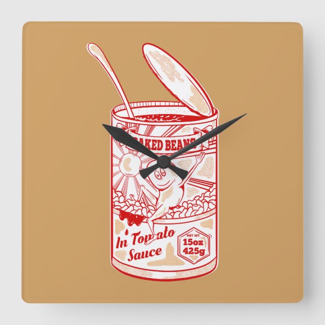 Reloj Cuadrado Tonelada de judías al horno (Anverso)