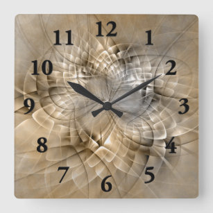Reloj Cuadrado Tones de la Tierra Resumen Textura moderna de arte
