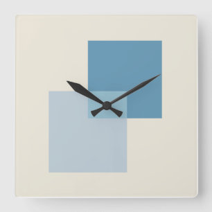 Reloj Cuadrado Tonos abstractos modernos de diseño azul y Minimal