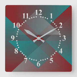 Reloj Cuadrado Tonos burdeos verde azulados
