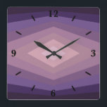 Reloj Cuadrado Tonos De Arte Geométrico Púrpura Abstracto<br><div class="desc">Reloj cuadrado de pared, decoración de arte mural y decoración de mobiliario doméstico accesorio impreso con tonos de morado geométrico Resumen Arte repetir diseño de patrón original de arte ilustracion de la impresión TheFabricSeal en tienda a petición en Zazzle.com #ZazzleMade https://www.zazzle.com/store/thefabricseal TheFabricSeal ©️ original. Arte contemporáneo moderno diseñado artísticamente e...</div>