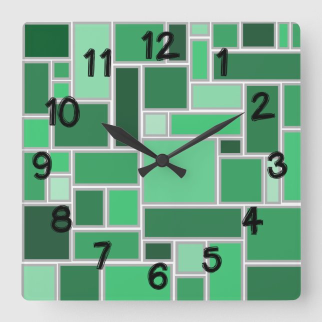 Reloj Cuadrado Tonos verdes (Anverso)